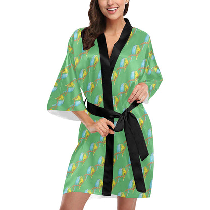 Budgerigar Pattern Print Design 01 Women's Short Kimono
