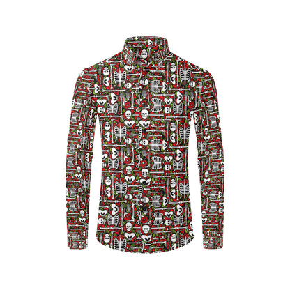Skeleton Pattern Print Men's Long Sleeve Shirt