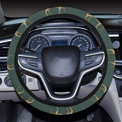 Horse Classic Themed Pattern Print Steering Wheel Cover with Elastic Edge