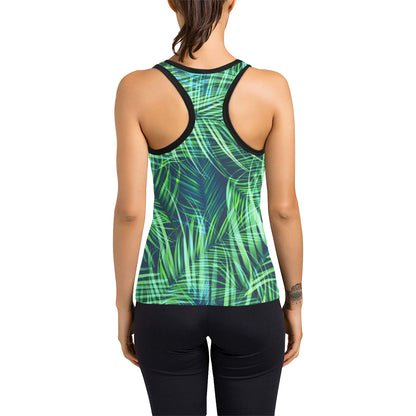 Palm Leaves Pattern Print Design PL02 Women's Racerback Tank Top