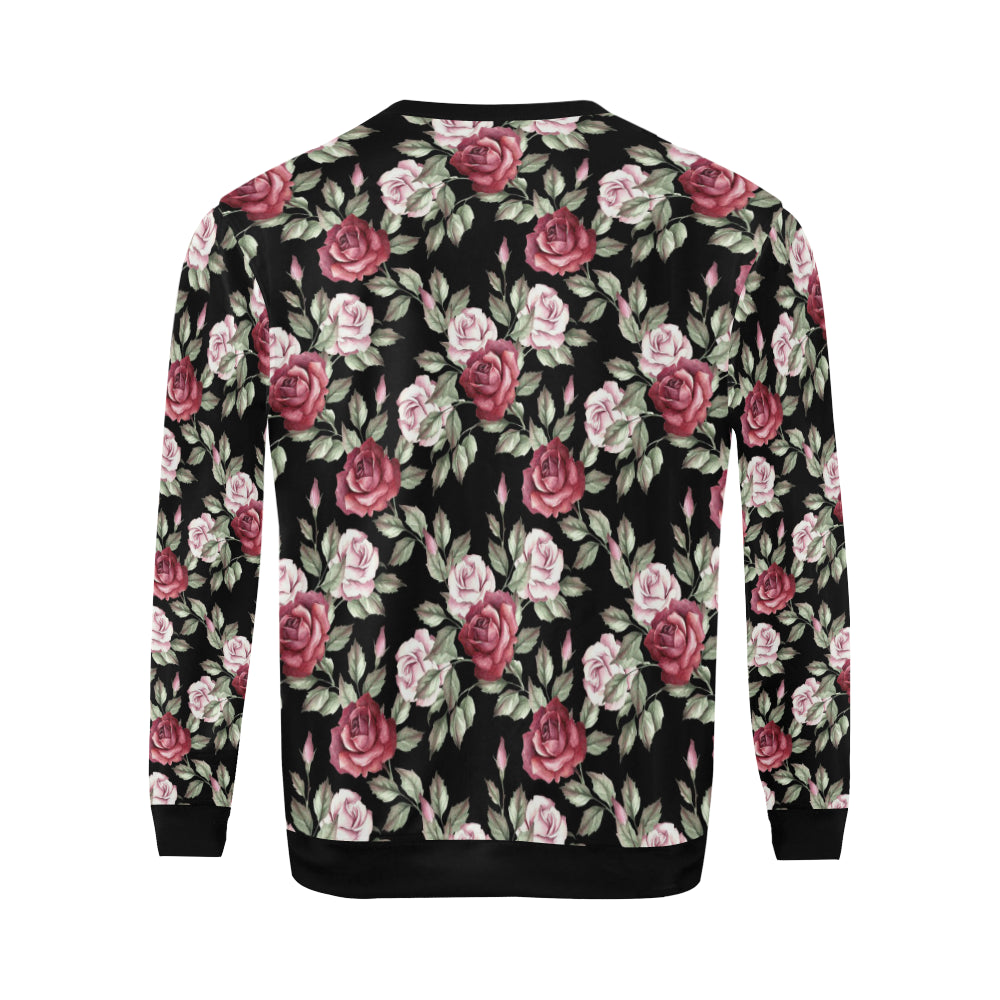 Rose Red Pink Pattern Print Design RO03 Men Long Sleeve Sweatshirt