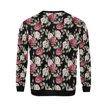 Rose Red Pink Pattern Print Design RO03 Men Long Sleeve Sweatshirt