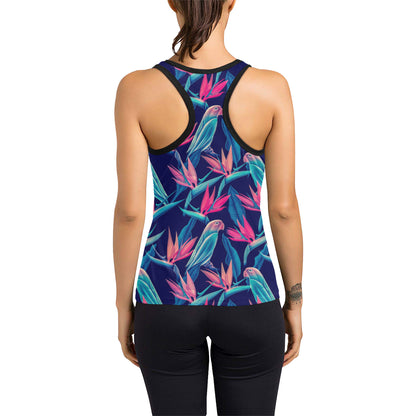 Tropical Flower Pattern Print Design TF024 Women's Racerback Tank Top