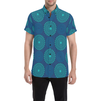 Medallion Pattern Print Design 04 Men's Short Sleeve Button Up Shirt