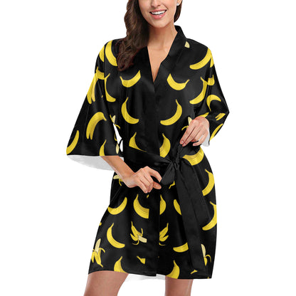 Banana Pattern Print Design BA05 Women's Short Kimono