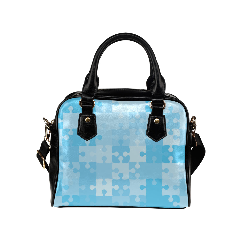 Puzzle Blue Pattern Print Design A04 Shoulder Handbag