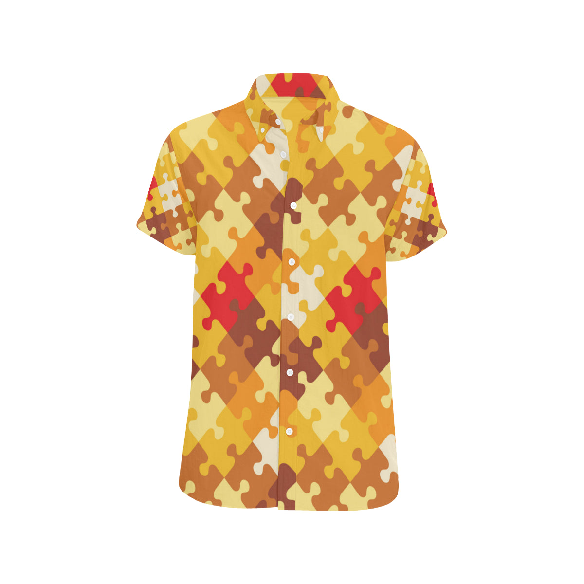 Puzzle Pattern Print Design A01 Men's Short Sleeve Button Up Shirt