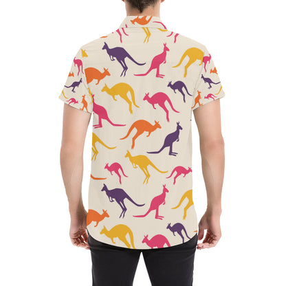 Kangaroos Pattern Print Design 01 Men's Short Sleeve Button Up Shirt