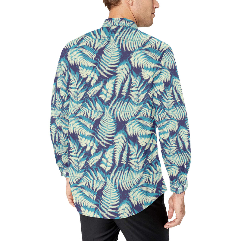 Fern Leave Summer Print Pattern Men's Long Sleeve Shirt