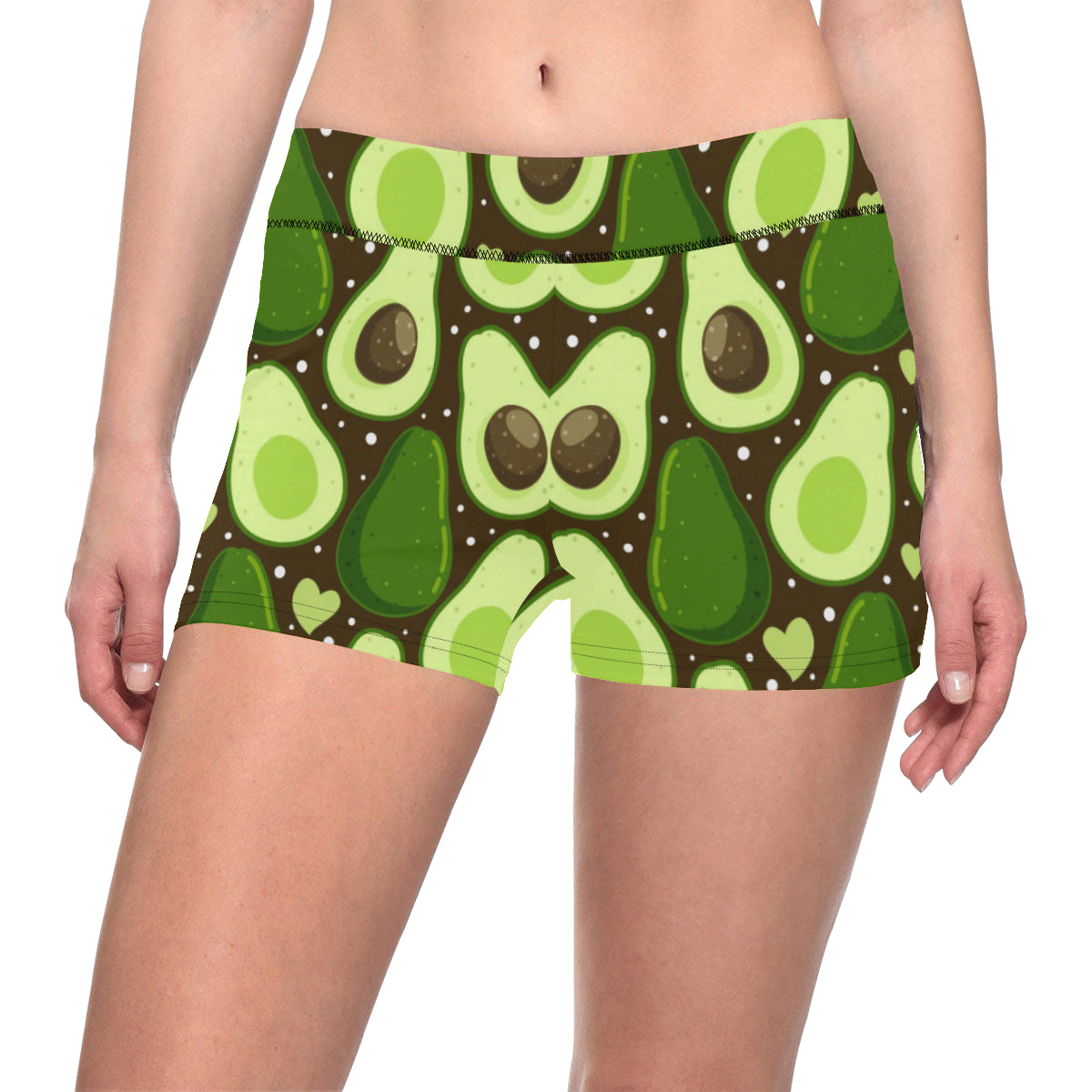 Avocado Pattern Print Design AC04 Yoga Shorts