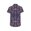 Aztec Pattern Print Design 07 Men's Short Sleeve Button Up Shirt