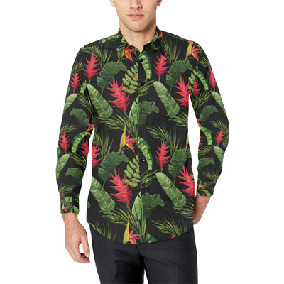 Bird Of Paradise Pattern Print Design BOP010 Men's Long Sleeve Shirt