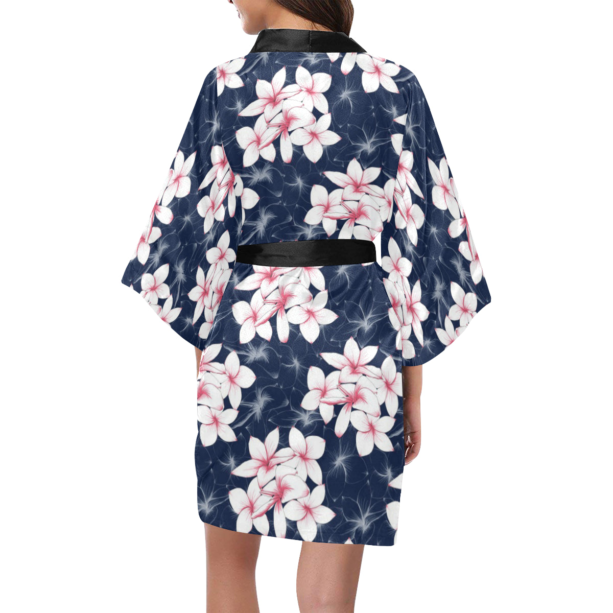 Plumeria Pattern Print Design PM017 Women Kimono Robe