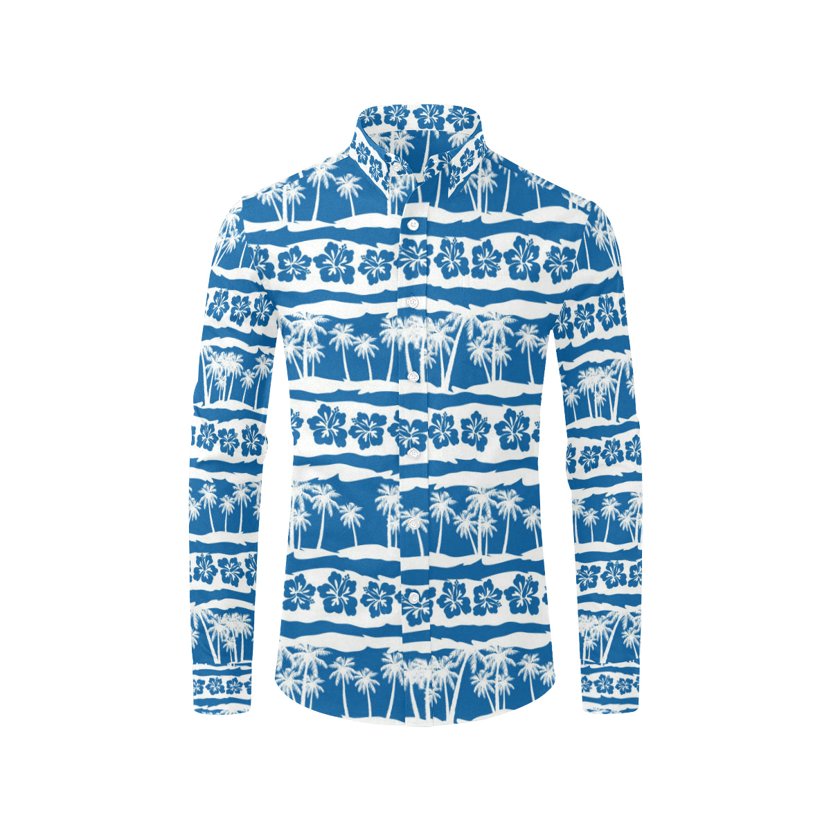 Hawaiian Themed Pattern Print Design H021 Men's Long Sleeve Shirt