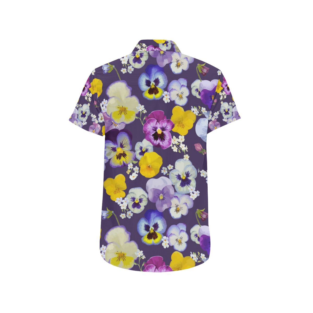 Pansy Pattern Print Design PS02 Men's Short Sleeve Button Up Shirt