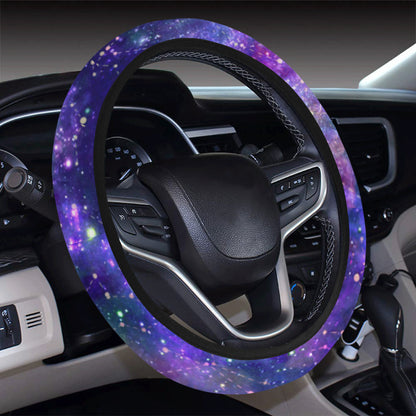Galaxy Night Stardust Space Print Steering Wheel Cover with Elastic Edge