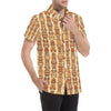 Tiki Orange Vertical Pattern Men's Short Sleeve Button Up Shirt