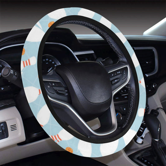 Bowling Pattern Print Design 09 Steering Wheel Cover with Elastic Edge