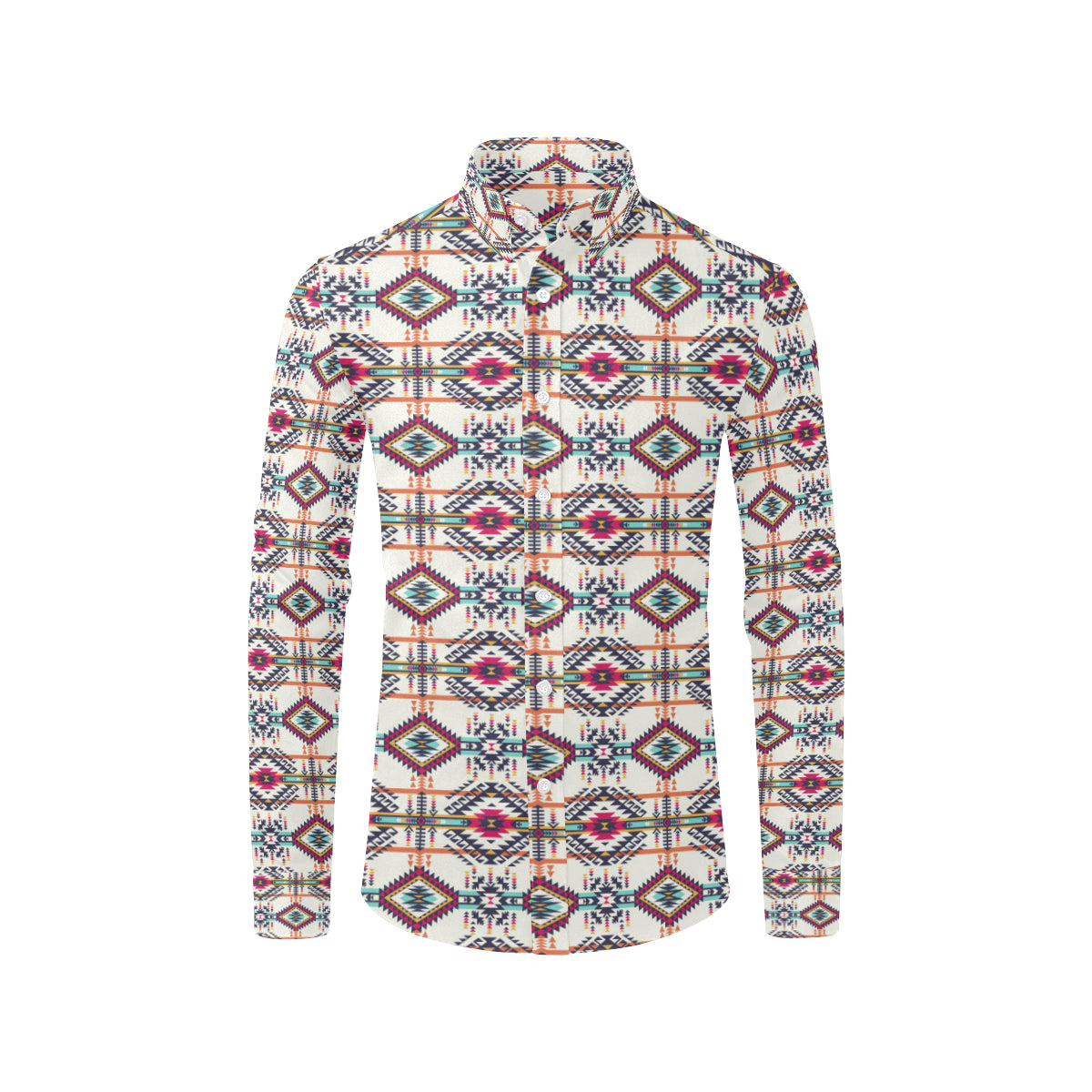 Indian Navajo Art Themed Design Print Men's Long Sleeve Shirt
