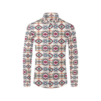 Indian Navajo Art Themed Design Print Men's Long Sleeve Shirt