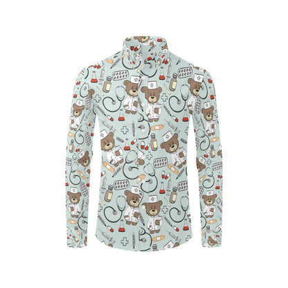 Nurse Bear Pattern Print Design A01 Men's Long Sleeve Shirt