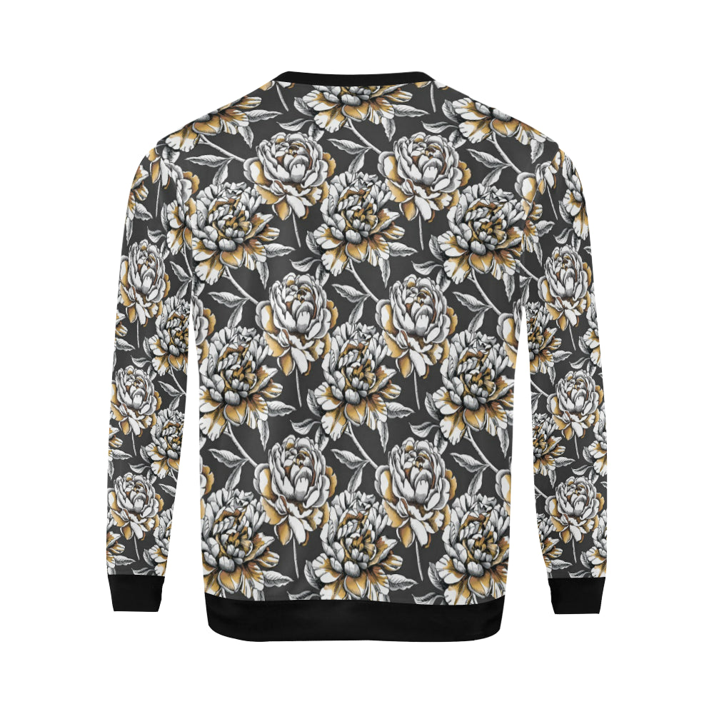 Peony Pattern Print Design PE06 Men Long Sleeve Sweatshirt