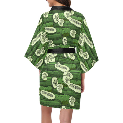 Cucumber Pattern Print Design CC01 Women's Short Kimono