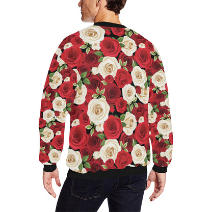 Rose Pattern Print Design RO06 Men Long Sleeve Sweatshirt