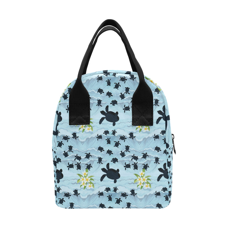 Sea Turtle Pattern Print Design T011 Insulated Lunch Bag