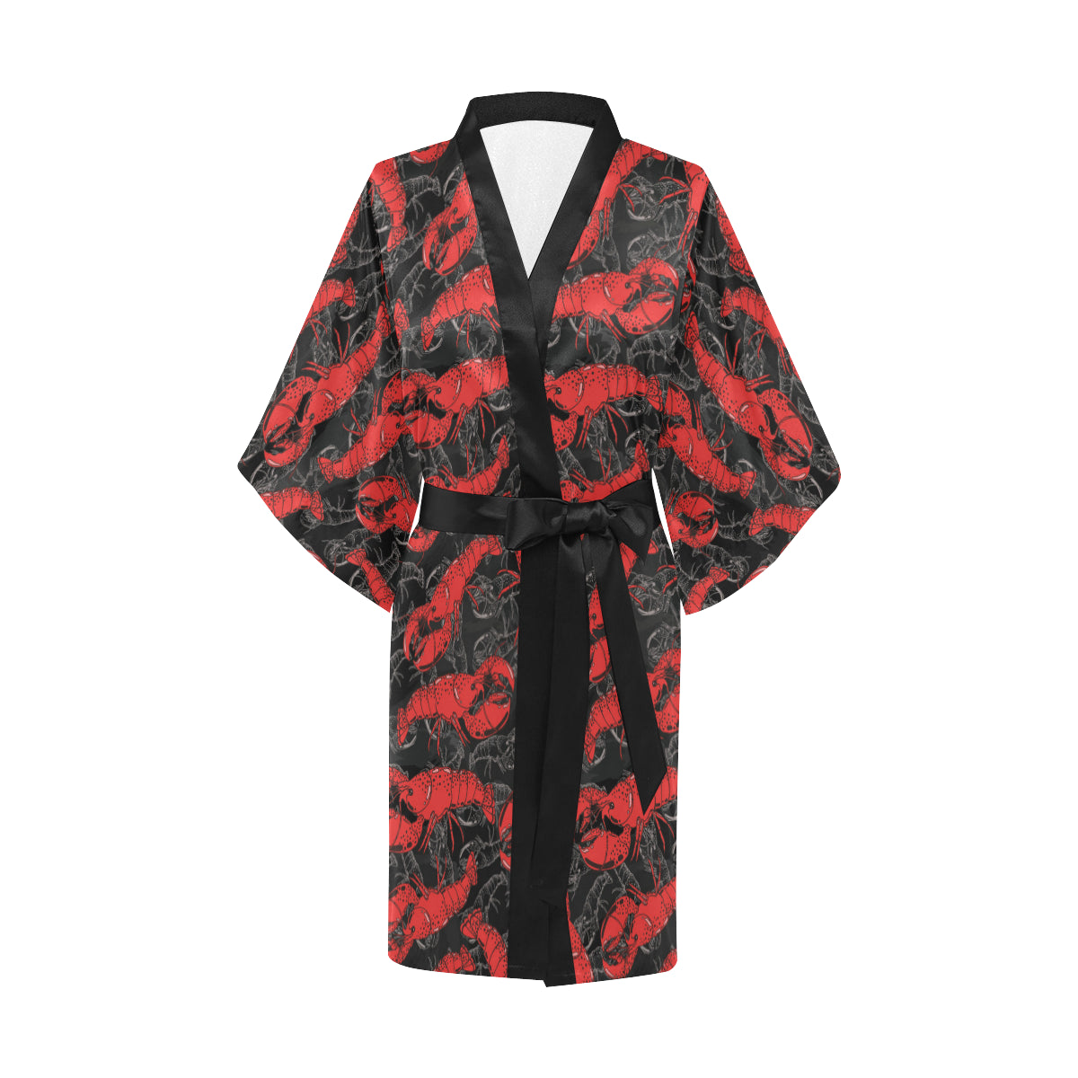 Lobster Pattern Print Design 04 Women's Short Kimono