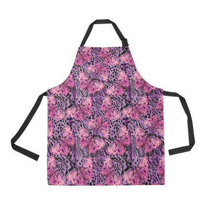 Purple Butterfly Leopard Apron with Pocket