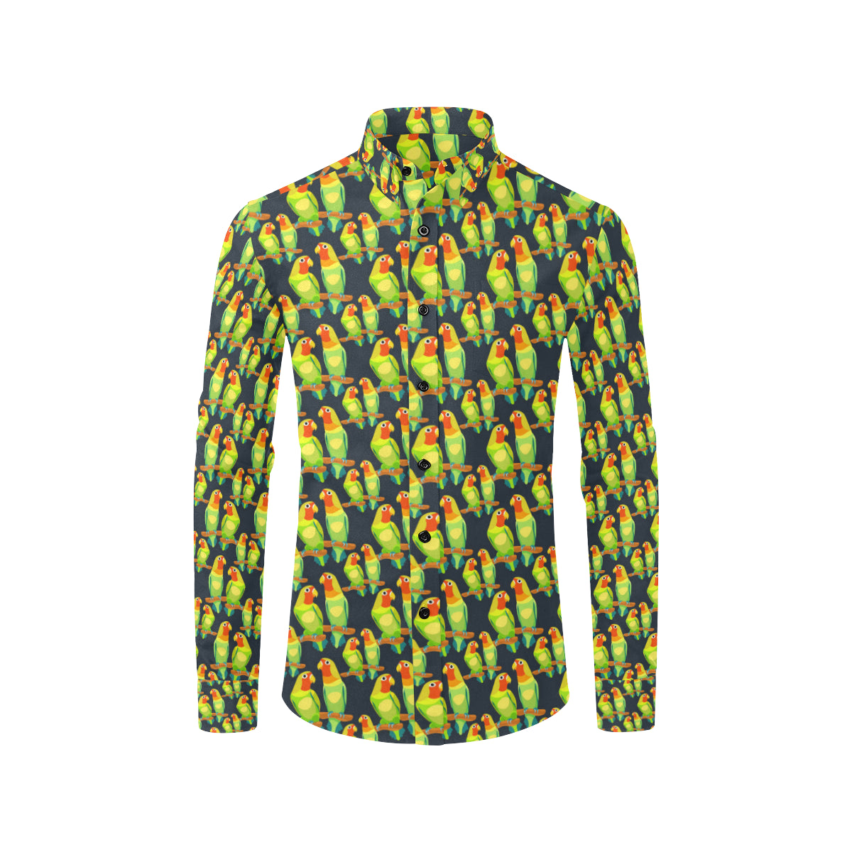 Lovebird Pattern Print Design 01 Men's Long Sleeve Shirt