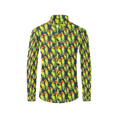 Lovebird Pattern Print Design 01 Men's Long Sleeve Shirt