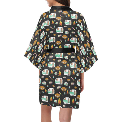 Camper marshmallow Camping Design Print Women Kimono Robe