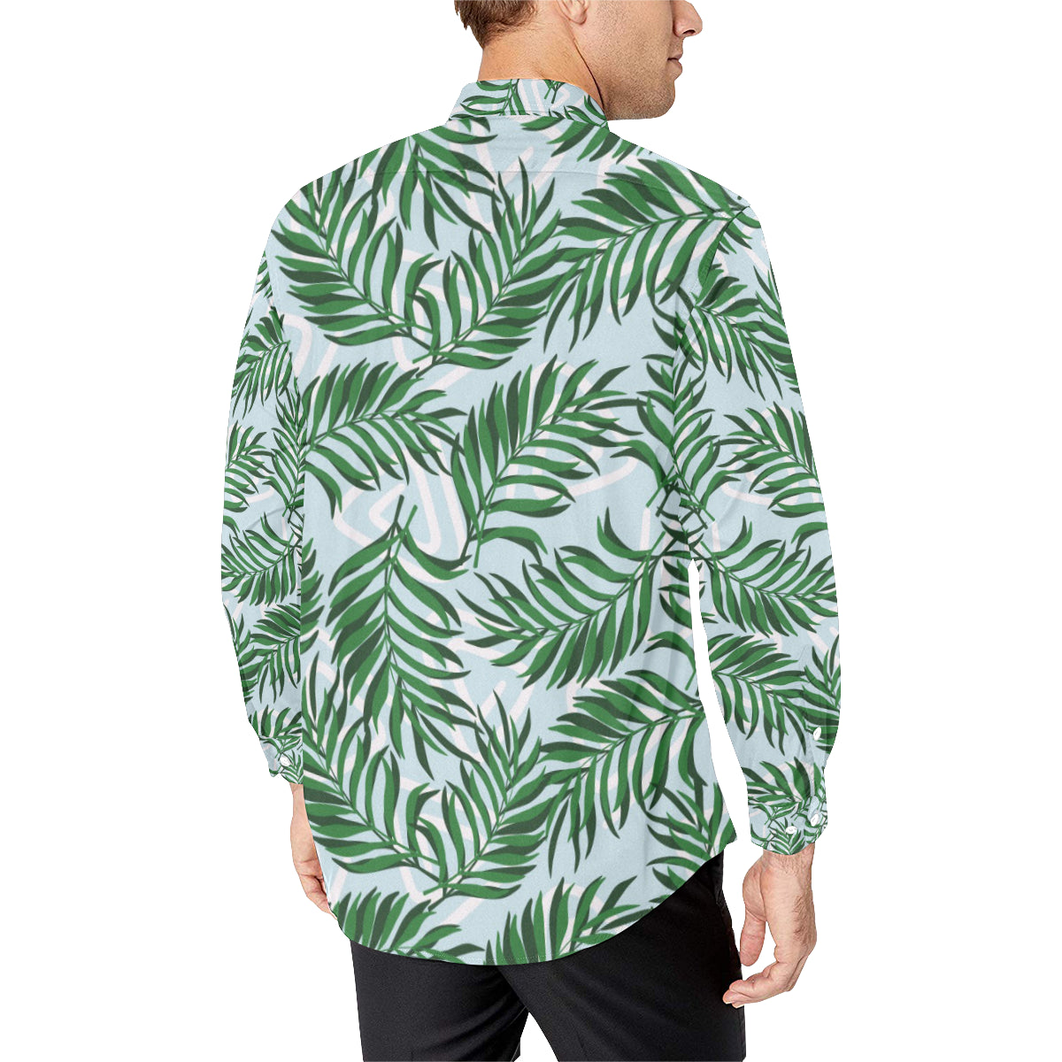 Palm Leaves Pattern Print Design PL06 Men's Long Sleeve Shirt
