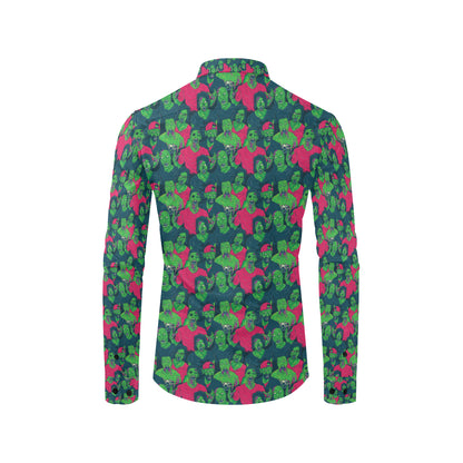 Zombie Themed Design Pattern Print Men's Long Sleeve Shirt