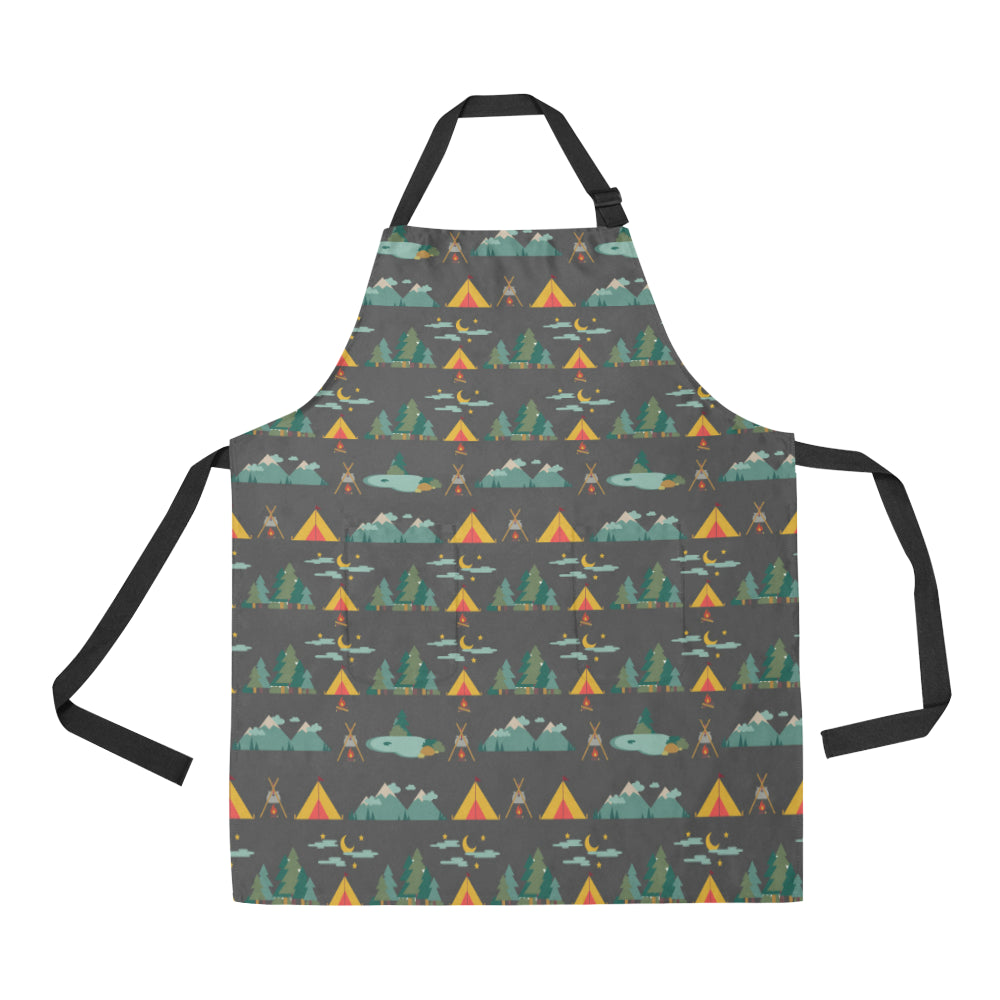 Camping Tent Pattern Print Design 03 Apron with Pocket