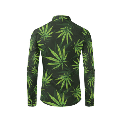 Pot Leaf Pattern Print Design A03 Men's Long Sleeve Shirt