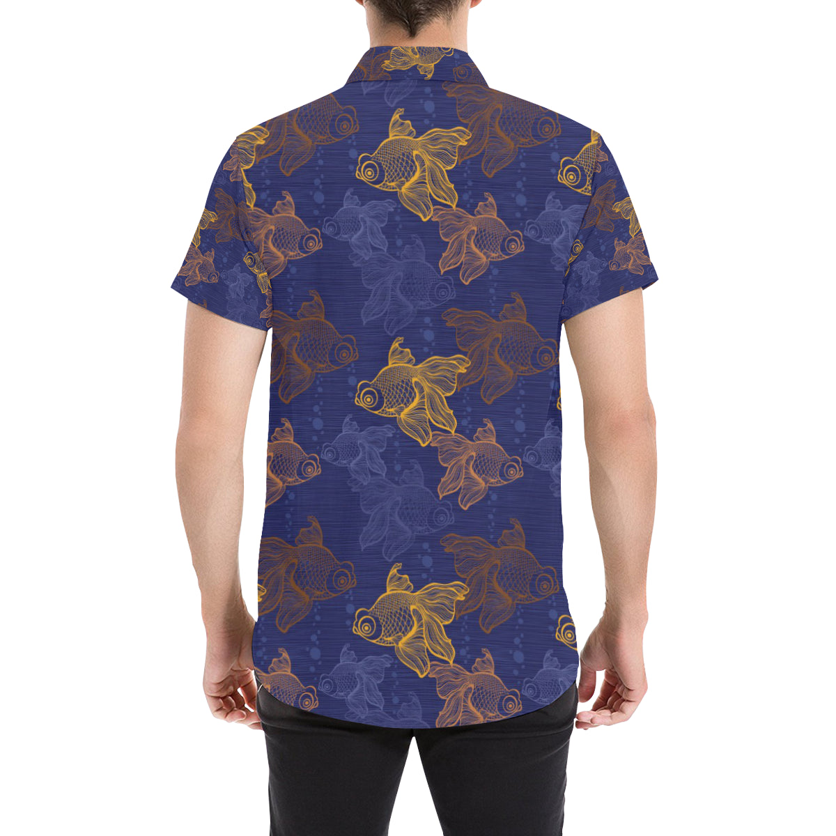 Goldfish Pattern Print Design 01 Men's Short Sleeve Button Up Shirt