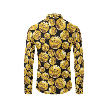 Bitcoin Pattern Print Design DO05 Men's Long Sleeve Shirt