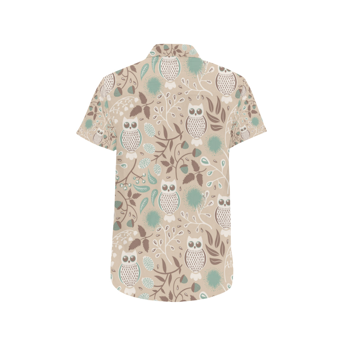 Owl Pattern Print Design A02 Men's Short Sleeve Button Up Shirt