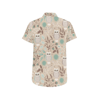 Owl Pattern Print Design A02 Men's Short Sleeve Button Up Shirt