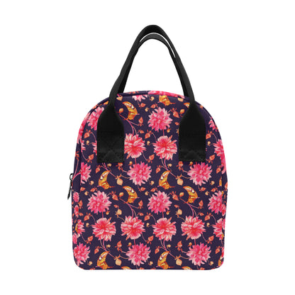 Dahlia Pattern Print Design DH03 Insulated Lunch Bag