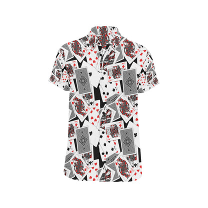 Poker Cards Pattern Print Design A04 Men's Short Sleeve Button Up Shirt