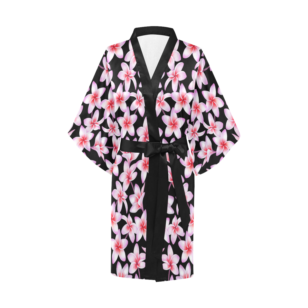 Pink Plumeria Pattern Print Design PM09 Women Kimono Robe