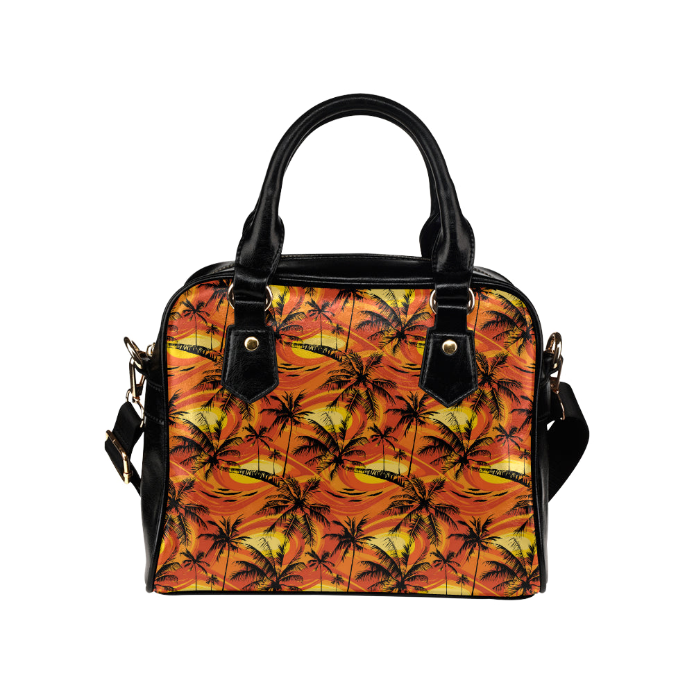 Palm Tree Pattern Print Design A02 Shoulder Handbag