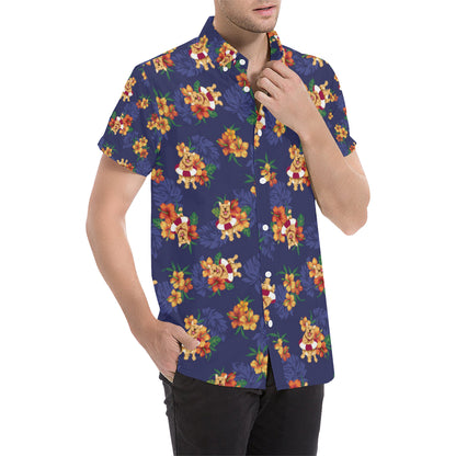 Hawaiian Themed Pattern Print Design H02 Men's Short Sleeve Button Up Shirt