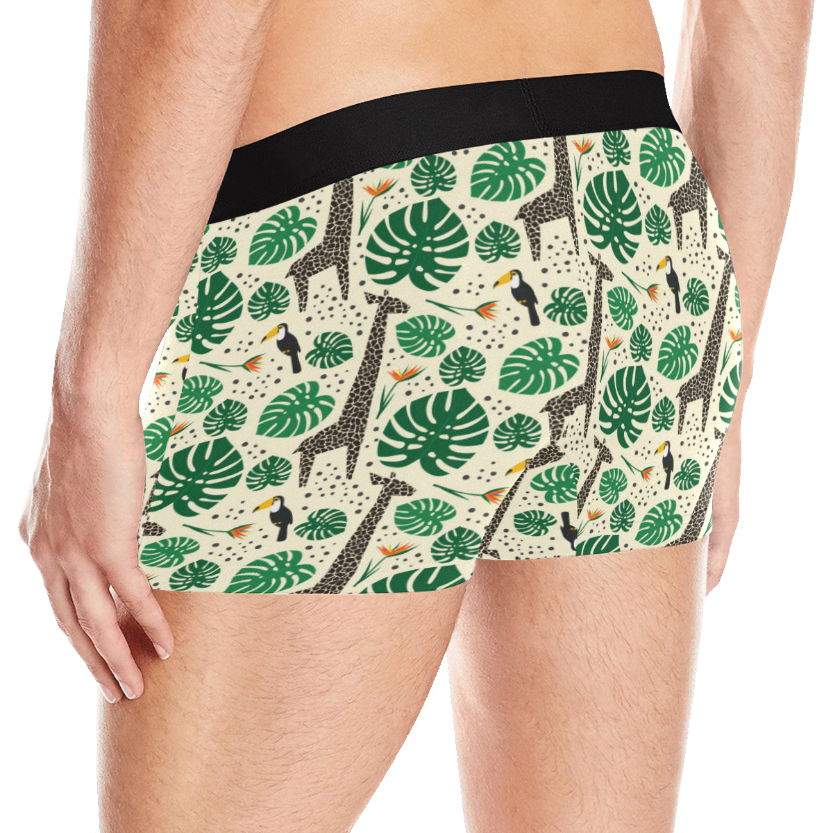 Rainforest Giraffe Pattern Print Design A02 Men's Boxer Briefs