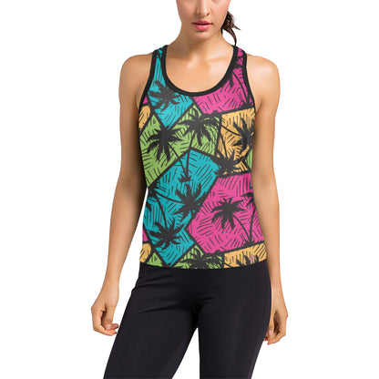 Palm Tree Pattern Print Design PT09 Women's Racerback Tank Top