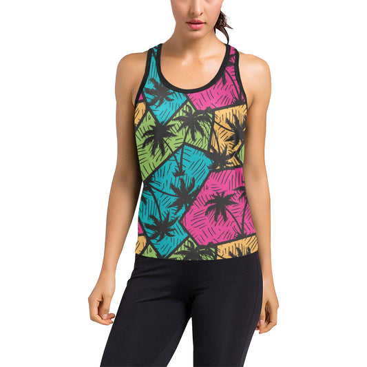 Palm Tree Pattern Print Design PT09 Women's Racerback Tank Top
